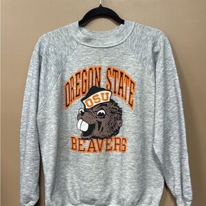 Oregon State Beavers Grey Crewneck Sweatshirt with Mascot vintage medium